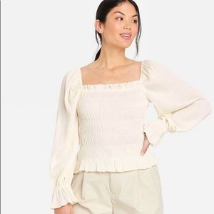 Women's Puff Long Sleeve Slim Fit Smocked Top - A New Day| Size L
